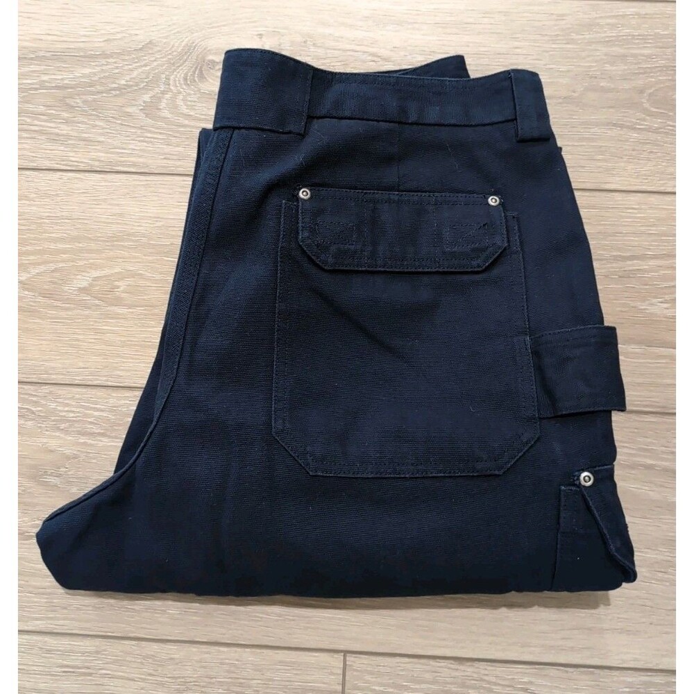 DULUTH Mens pants HEAVY DUTY CANVAS SZ 40x30 NAVY FLEX FIRE HOSE COTTON  EUC